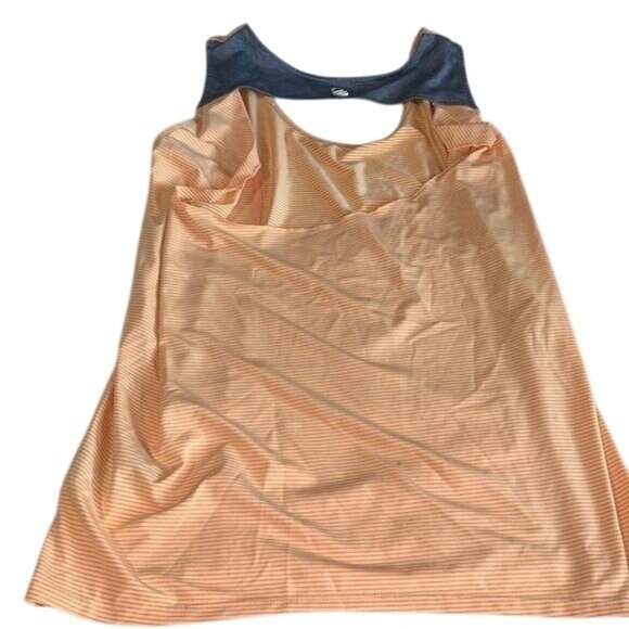 MPG Peach & Gray Striped Active Tank Top Womens Size S Polyester/Spandex - Picture 4 of 8
